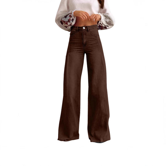 Damen nan hochgeschnittene Schlagjeans mit extra weitem Bein, figurstreckender Passform und dezenter Vintage-Waschung EB