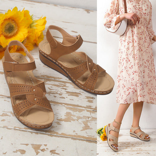 Damen bequeme und elegante Wedge-Sandalen mit verstellbarem Riemen EB