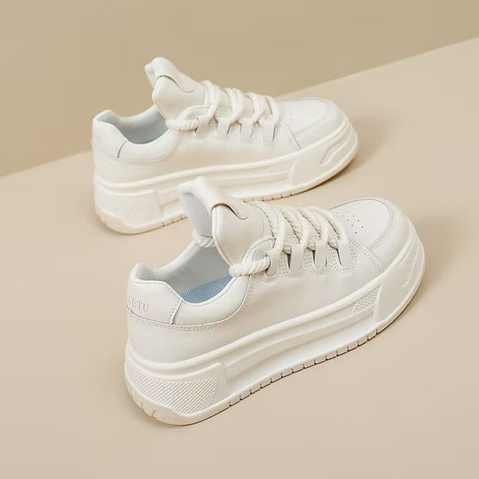 Damen modische Sneakers mit durchgehendem Plateau und elastischen Schnürsenkeln EB