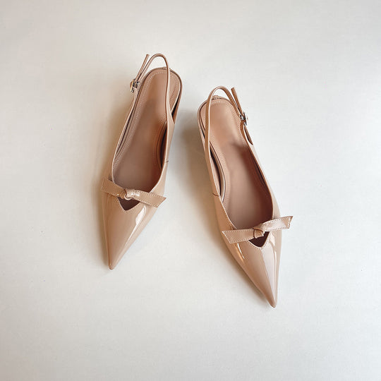 Damen Slingback-Pumps mit eleganter Schleifenverzierung und spitz zulaufendem Design EB