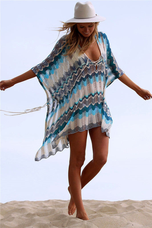 Damen lässiger Beachcover-Up mit flechtartigem Design EB