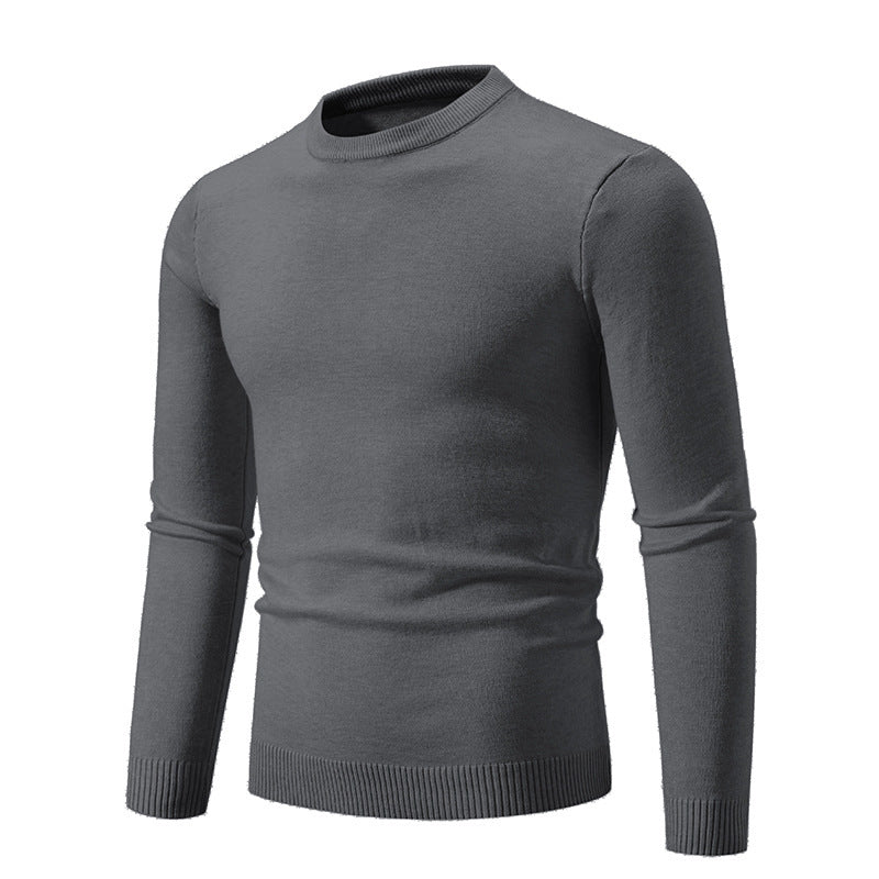 Herren klassischer Rundhals-Pullover aus weichem Strick EB