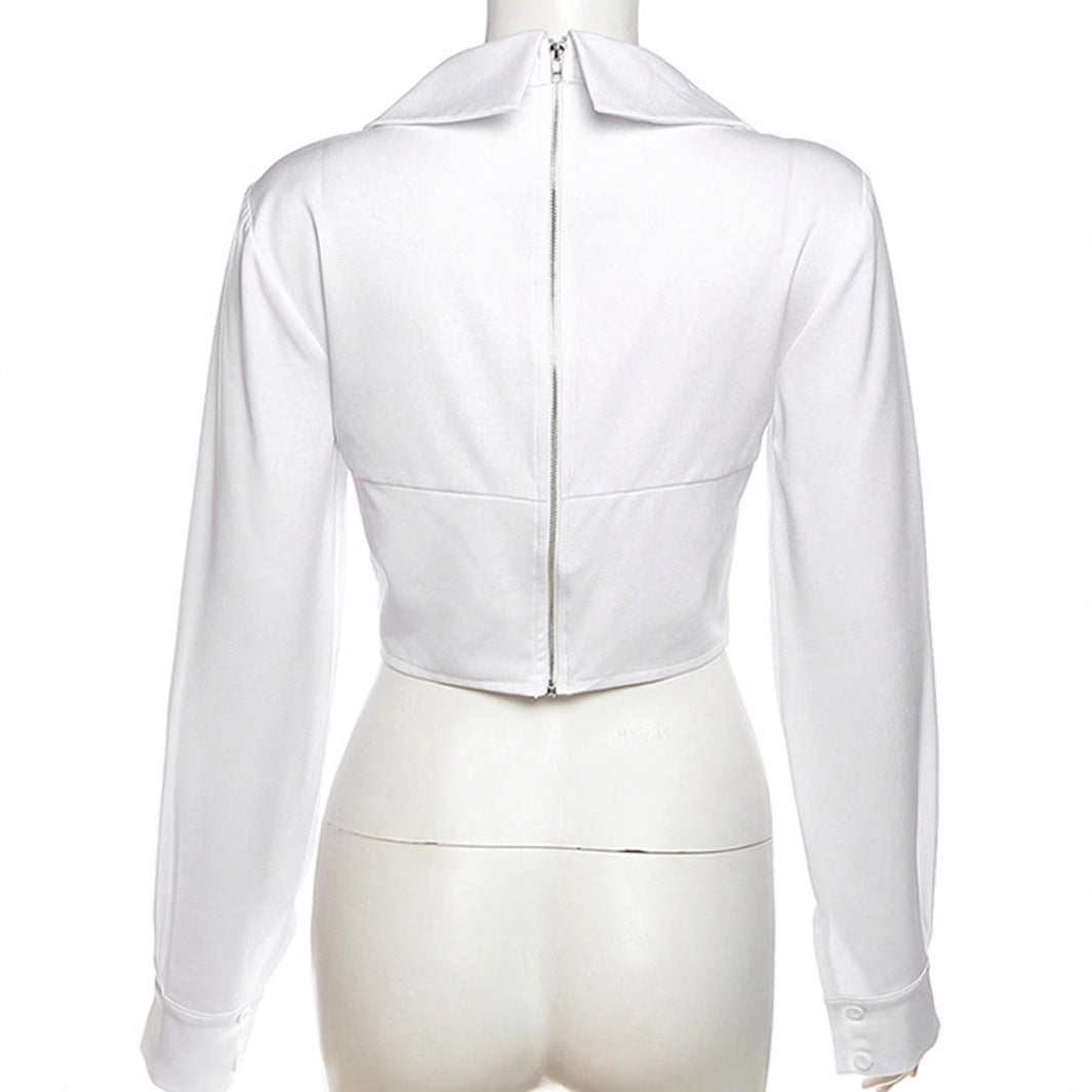 Damen Blusenbody mit tiefem V-Ausschnitt und tailliertem Schnitt EB