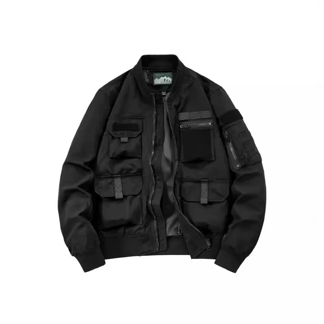 Herren taktische Bomberjacke mit multifunktionalen Taschen und Stretchbündchen EB