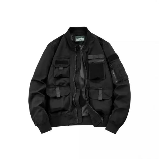 Herren taktische Bomberjacke mit multifunktionalen Taschen und Stretchbündchen EB