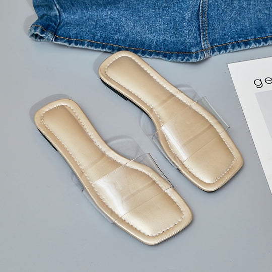 Damen transparente Slidesandalen mit elegantem, minimalistischem Design EB