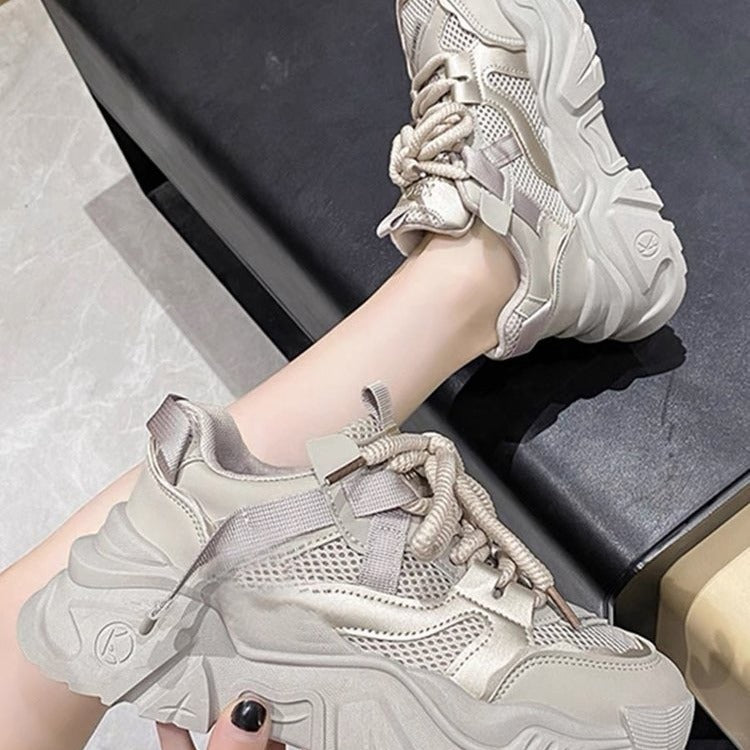 Damen modische Chunky Sneaker mit atmungsaktiver Netzstruktur und robuster Sohle EB