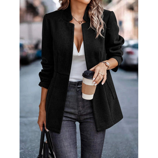 Damen modischer gesteppter Blazer mit lässigem Schnitt und eleganter Kragenform EB