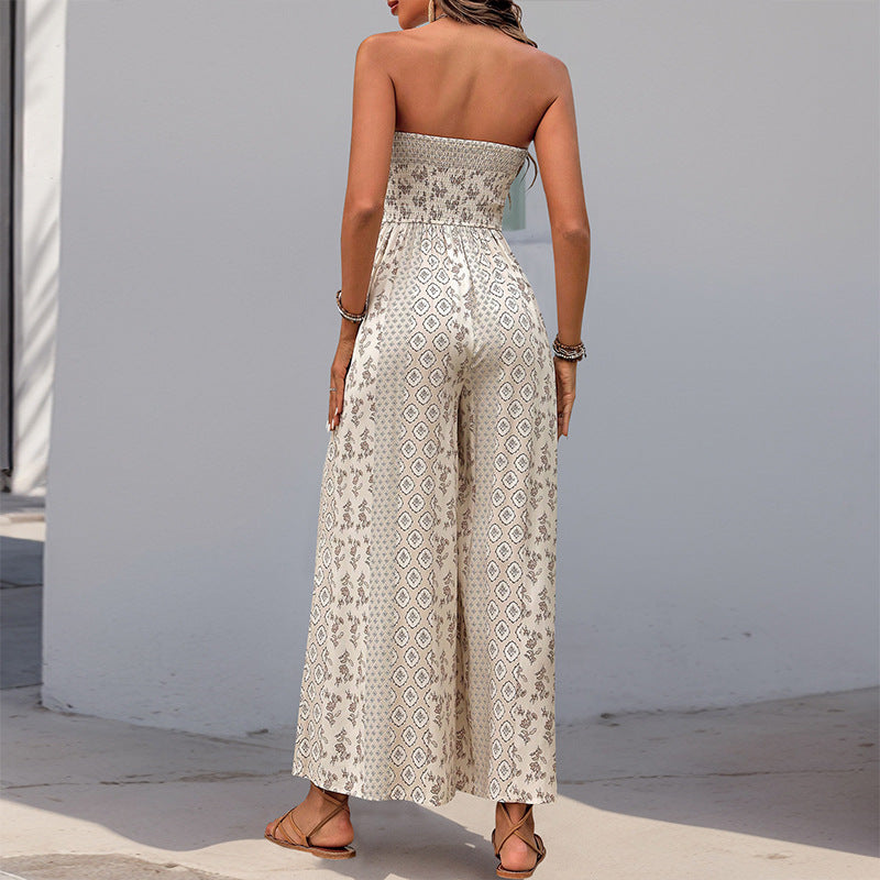 Damen Jumpsuit mit Bandeau-Oberteil und weiten Beinen EB
