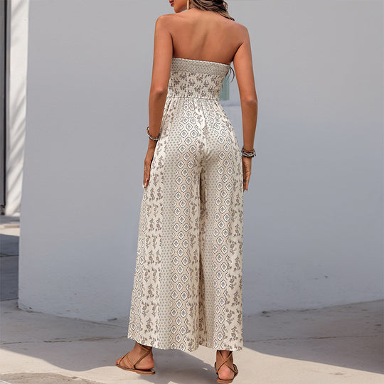 Damen Jumpsuit mit Bandeau-Oberteil und weiten Beinen EB