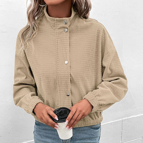 Damen Sweatjacke mit Stehkragen und strukturierter Oberfläche EB