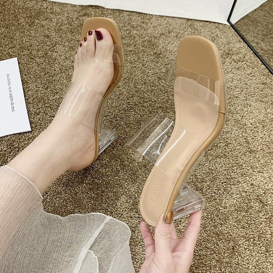 Damen transparente Blockabsatz-Sandalen mit elegantem Designs EB