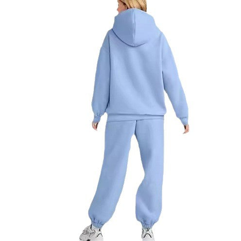 Damen nan Boxy-Hoodie und Palazzo-Jogger Set mit elastischem Knöchelbund EB