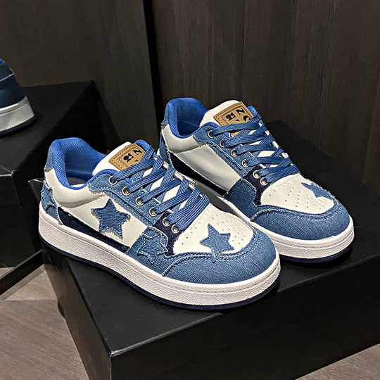 Damen Plateau-Sneaker mit Sternapplikationen und gepolstertem Innenfutter EB