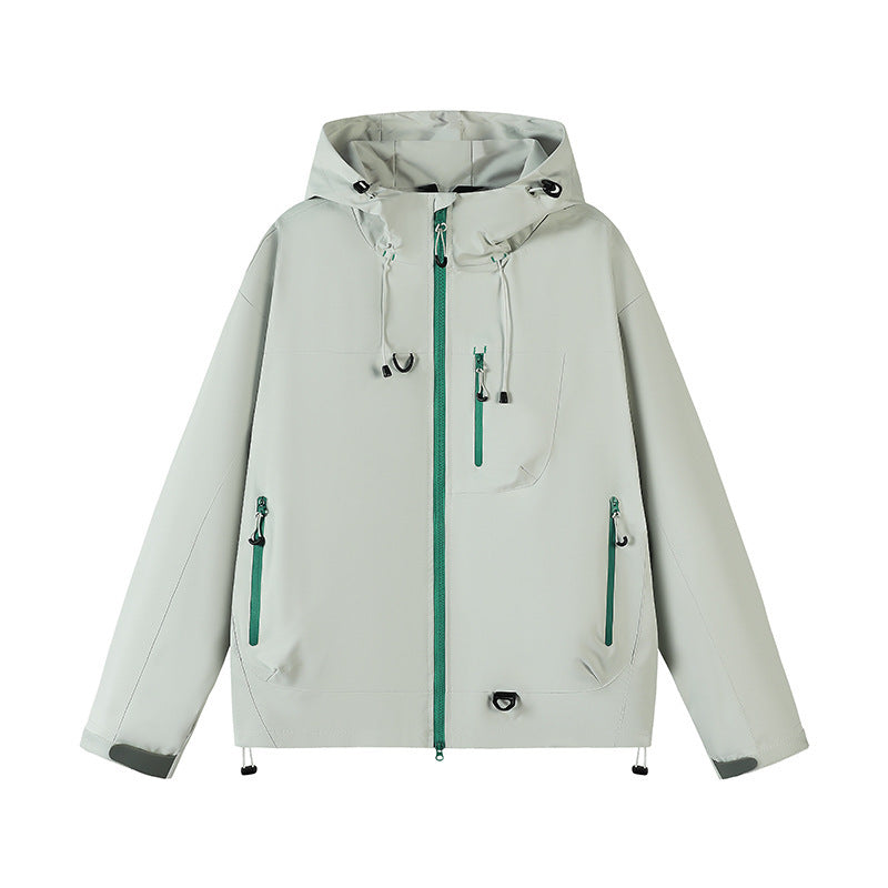 Herren technische Outdoor-Jacke mit verstellbarem Kapuzendesign und zahlreichen Reißverschlusstaschen EB
