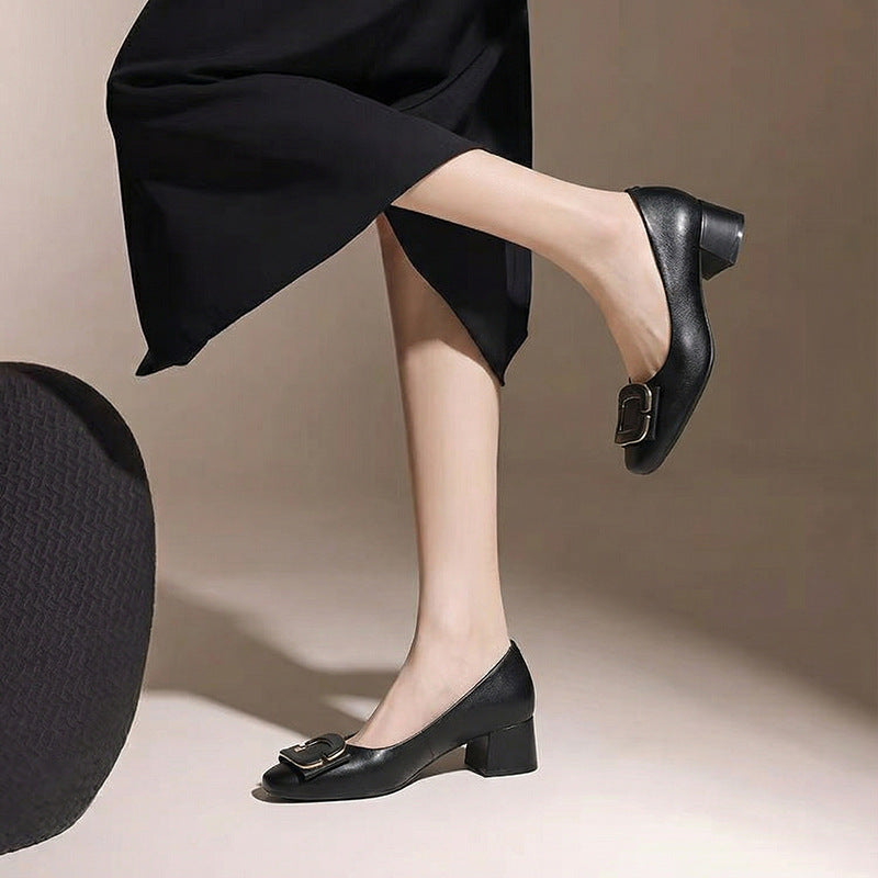 Damen elegante Ballerinas mit auffälligem Schnallen-Detail EB