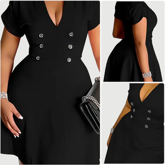 Damen Etuikleid mit doppelter Knopfleiste und femininer Silhouette EB