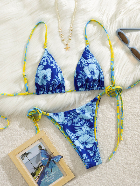 Damen Triangel-Bikini mit floralen Mustern EB