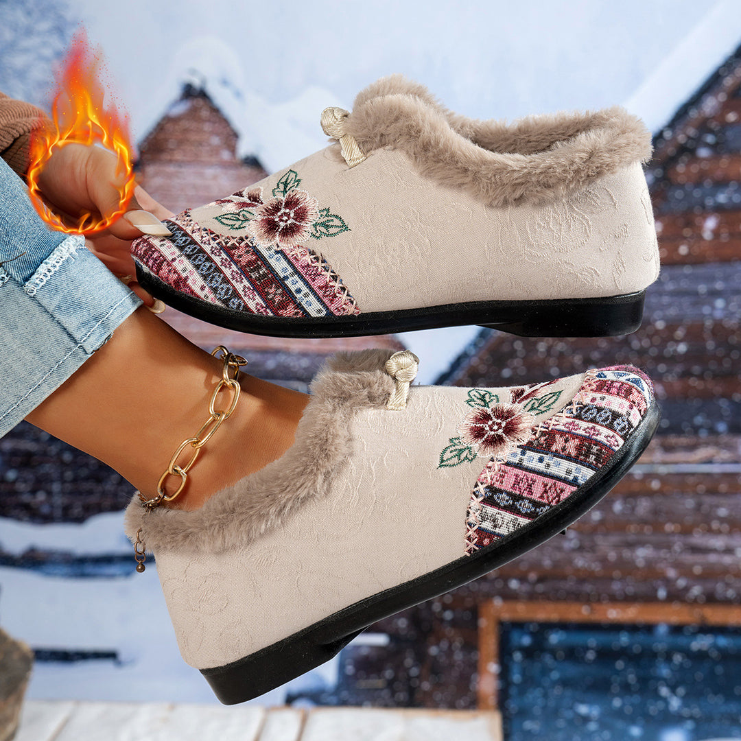 Damen Hausschuhe mit weichem Futter und modischem Flower-Design EB