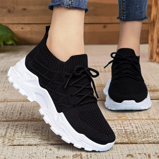 Damen Sportliche Sneakers mit atmungsaktivem Strickdesign EB