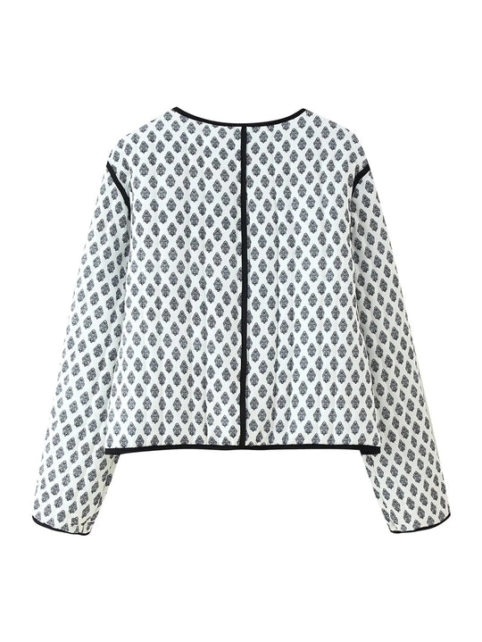 Damen modische kurz geschnittene Jacke mit kontrastierenden Paspeln und praktischen Taschen EB