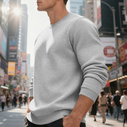 Herren nan weiches Rundhals-Sweatshirt aus Baumwollmix mit gerippten Bündchen und relaxed Fit EB