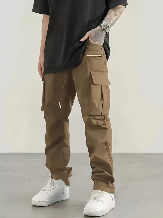 Herren moderne Cargo-Hose mit multifunktionalen Taschen und elastischem Bund Hedi-Mode