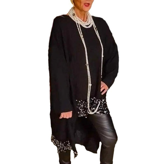 Damen Elegantes und fließendes asymmetrisches Strickoberteil EB