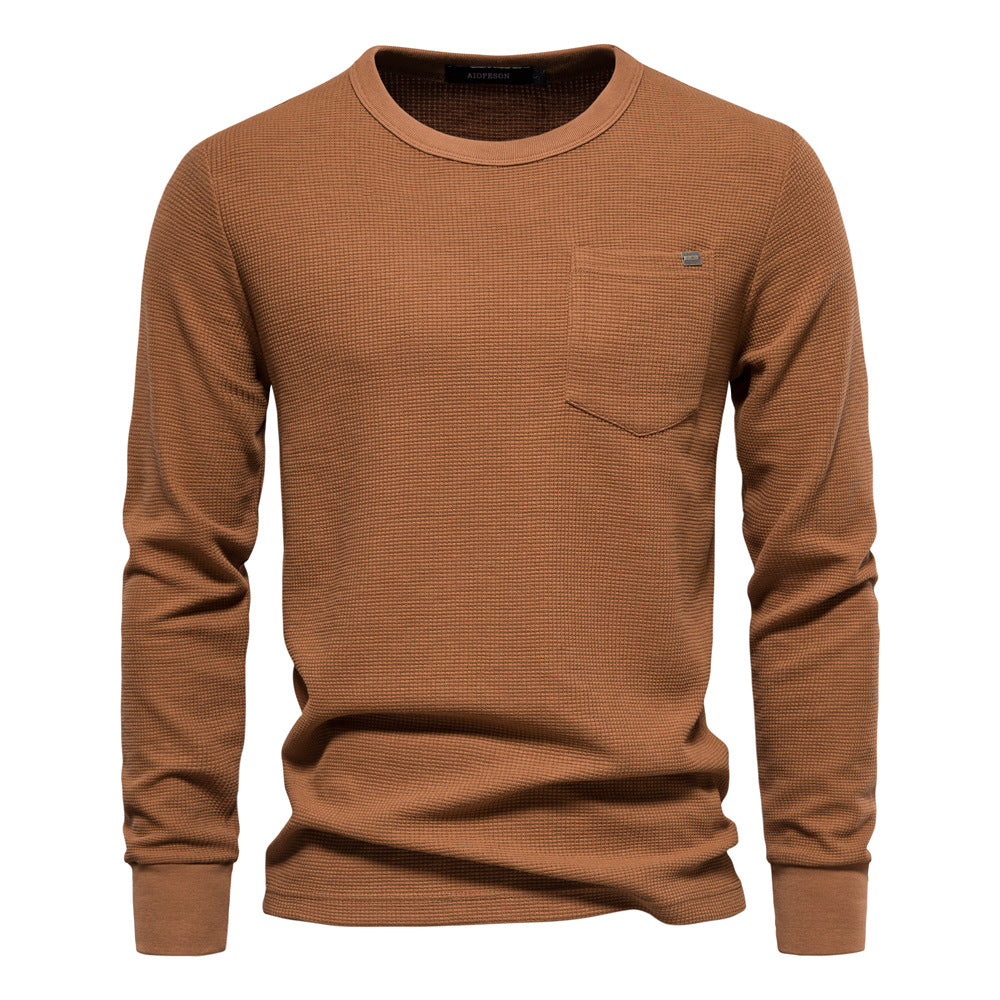 Herren Langarmshirt mit modularem Waffelstruktur und praktischer Brusttasche EB