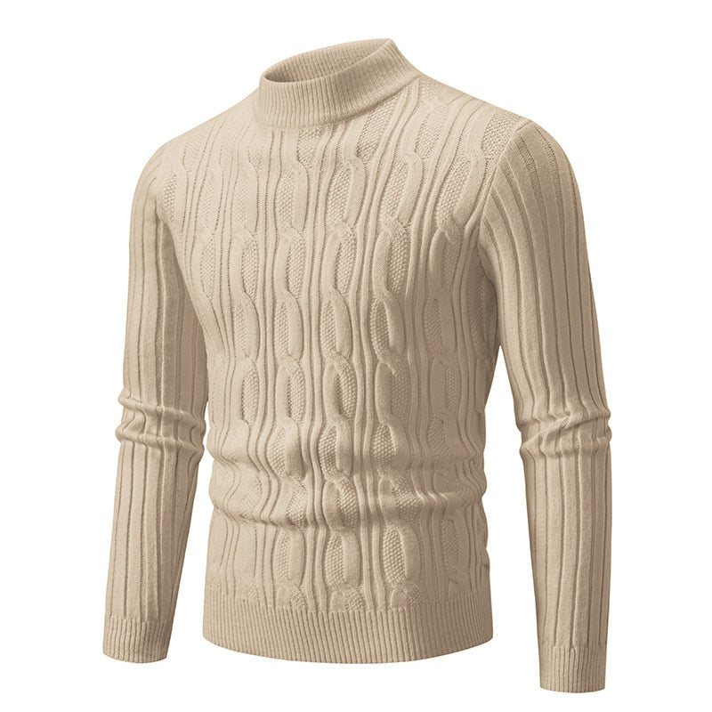 Herren Rollkragenpullover aus hochwertiger Baumwolle mit Zopfmuster EB