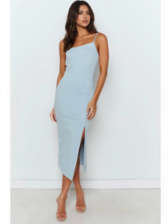 Damen ärmelloses Midi-Kleid mit elegantem Schlitz EB
