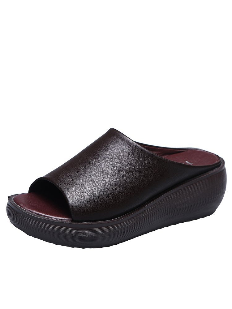 Damen Komfortable Plateau-Sandalen mit weichem Obermaterial und anatomischem Fußbett EB