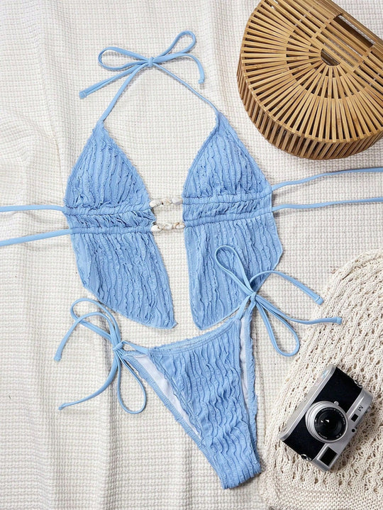 Damen Bikini-Set mit modischem Rüschendesign und verstellbaren Bindebändern EB