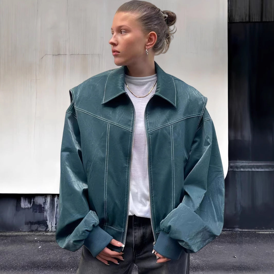 Damen lässige Oversized-Bomberjacke EB