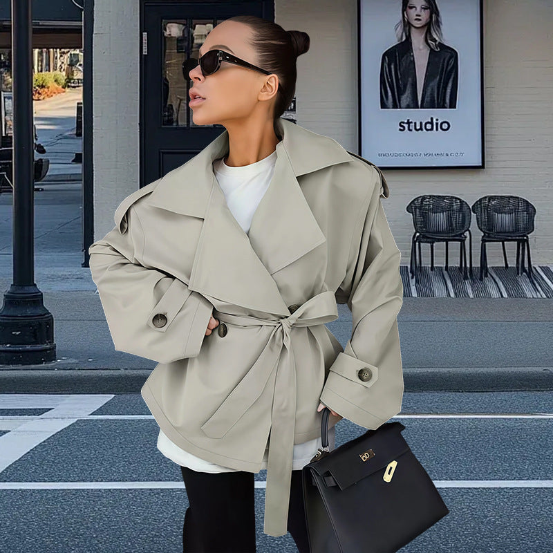 Damen modische Trenchjacke mit Gürteldesign und lässigem Schnitt EB