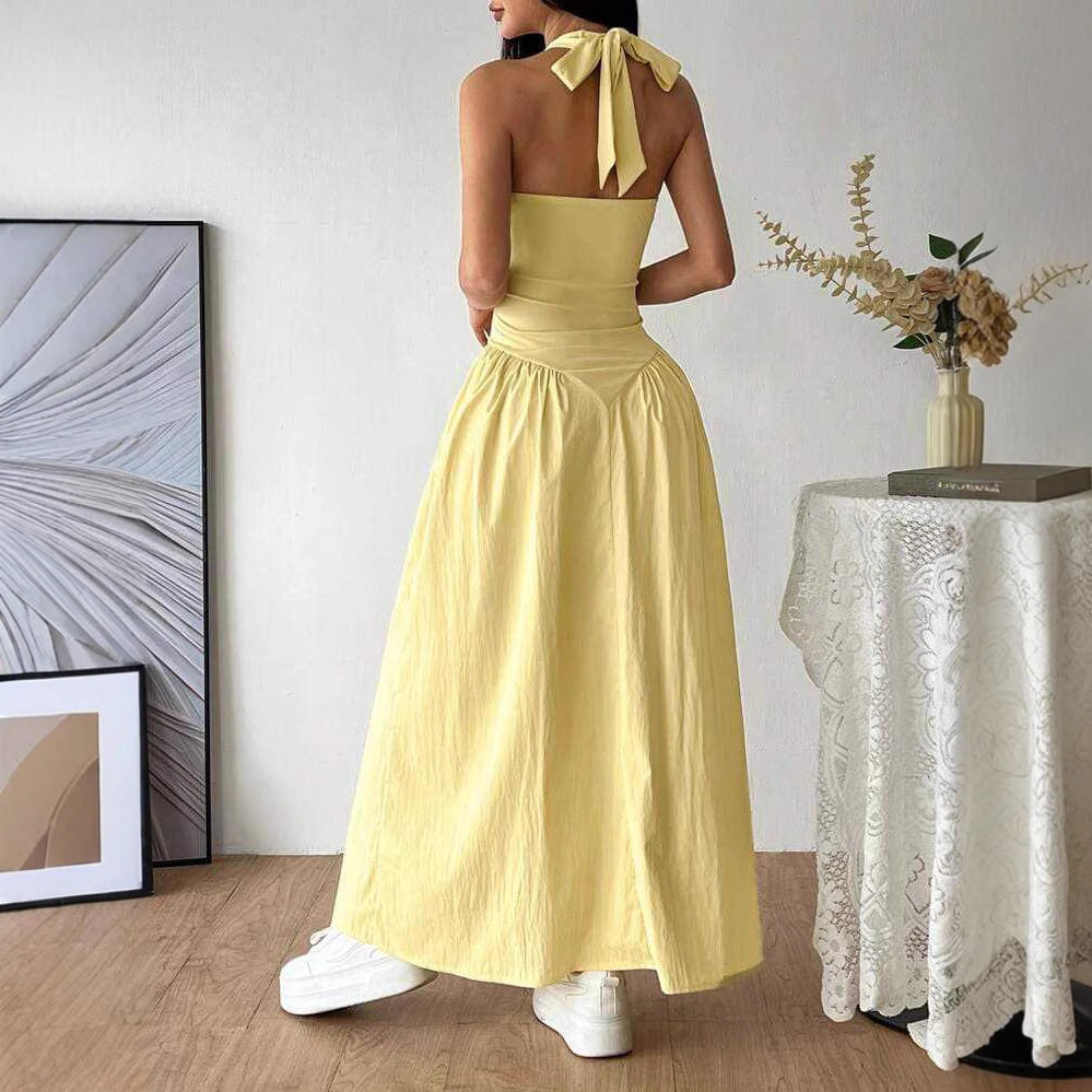 Damen Maxi-Kleid mit trägerlosem Design und voluminösem Rock EB
