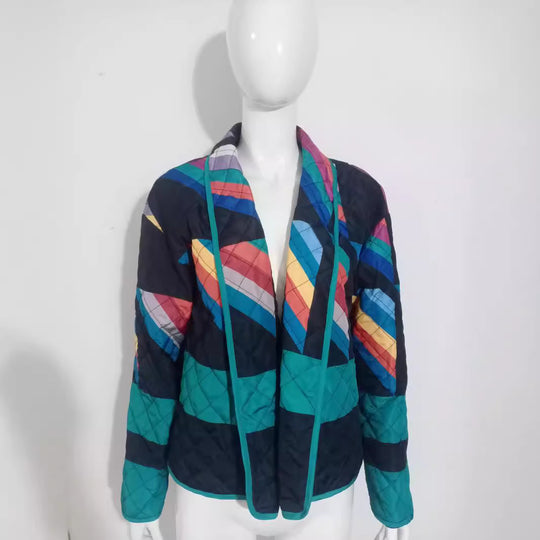 Damen Steppjacke mit buntem geometrischen Muster EB
