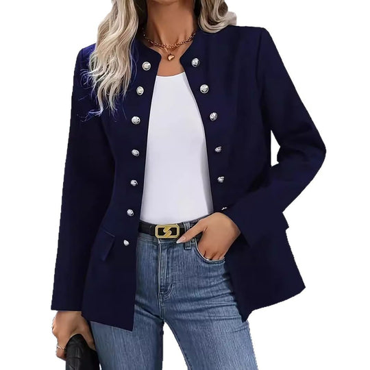 Damen elegante kurzärmelige Blazer mit dekorativen Knöpfen EB