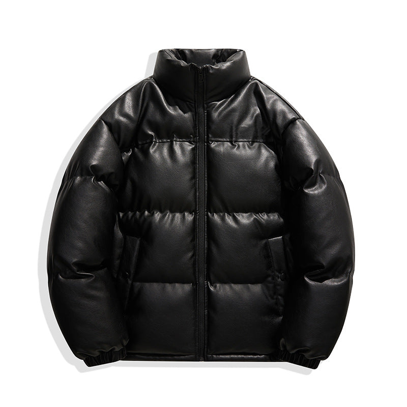 Unisex gesteppte Isolationsjacke mit Kunstleder-Schulterbesatz und hohem Stehkragen EB