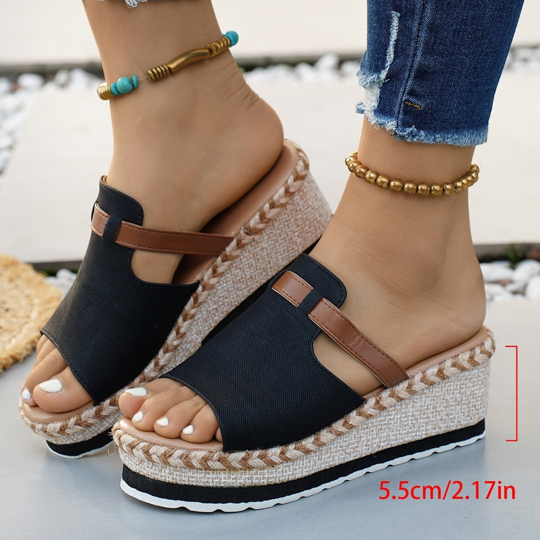 Damen Plateausandalen mit modischem Zierband EB