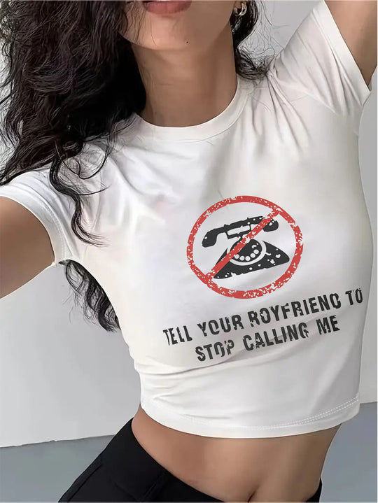 Damen Crop-T-Shirt mit Ihrem kreativen Spruch EB