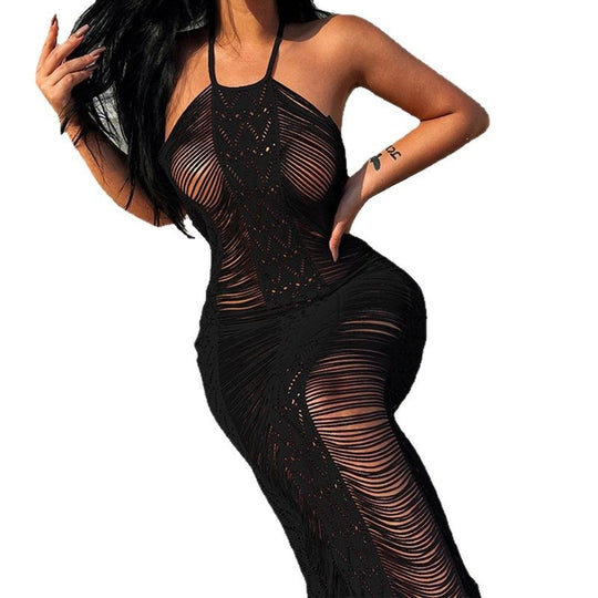Damen Eleganter transparenter Häkel-Überwurf EB