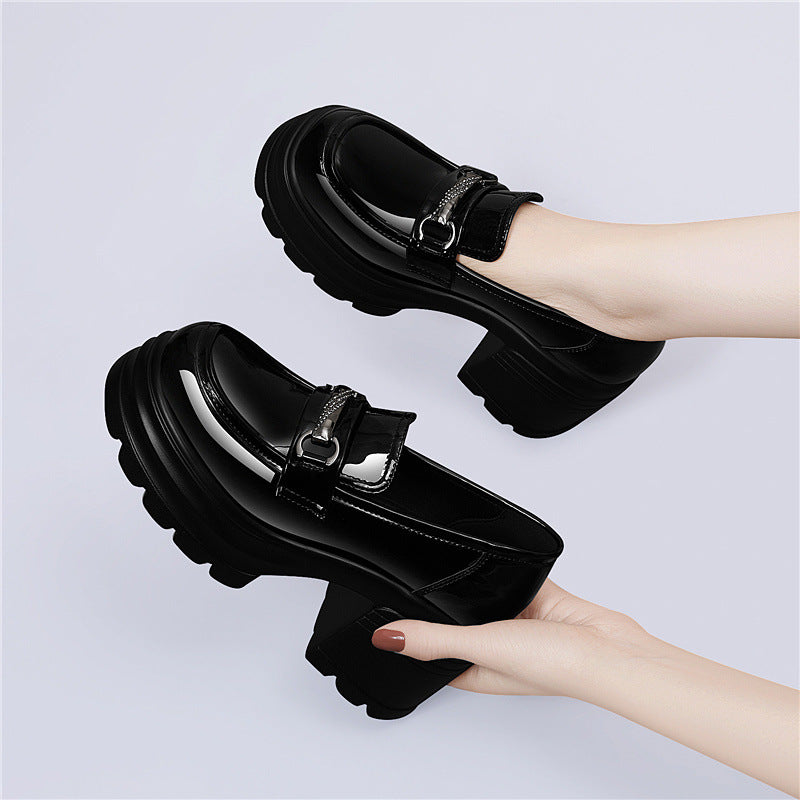 Damen modische Plateau-Schuhe mit glamourösem Schnallen-Detail EB
