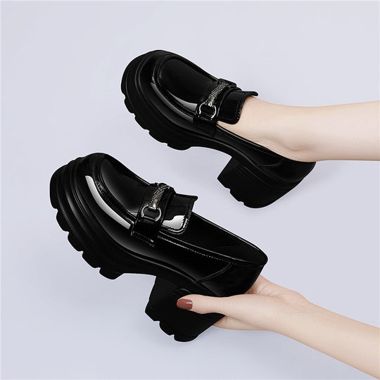 Damen modische Plateau-Schuhe mit glamourösem Schnallen-Detail EB