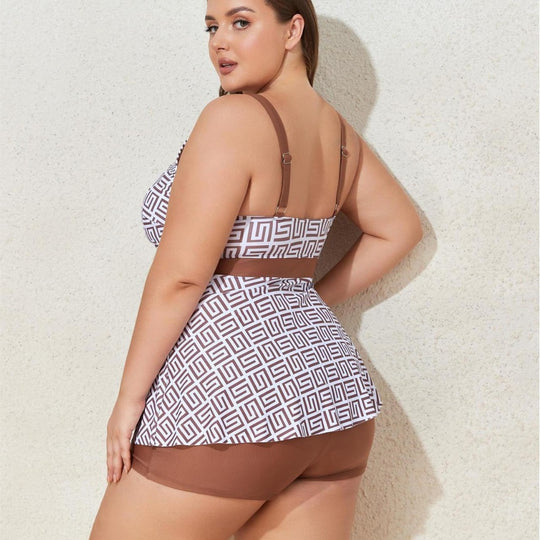 Damen Modischer Tankini mit skulpturalen Musteranwendungen EB