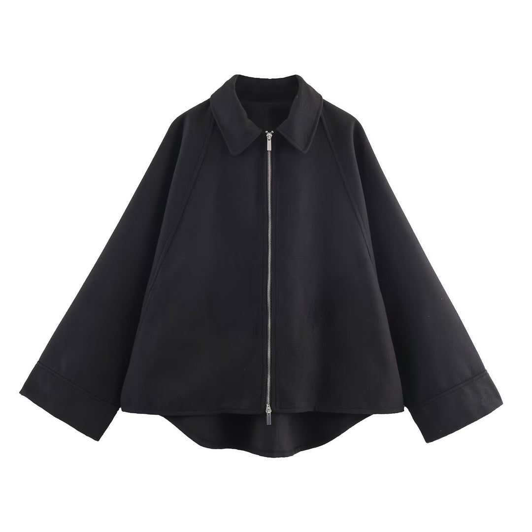 Damen minimalistische Übergangsjacke mit hohem Kragen EB