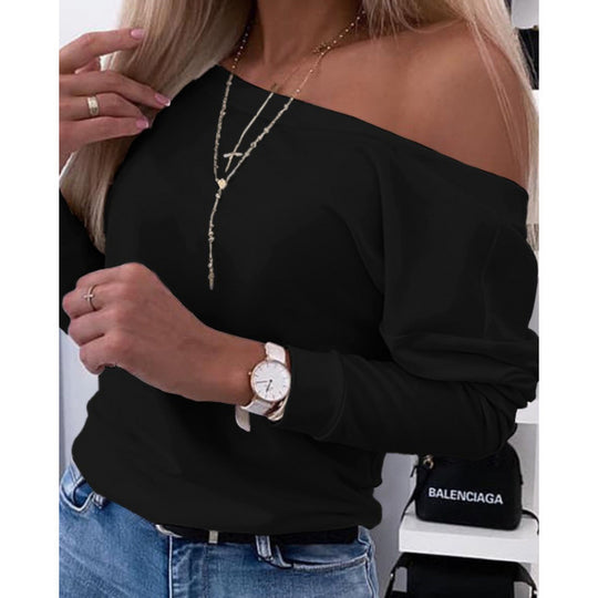 Damen Off-Shoulder Freizeit Pullover Top EB