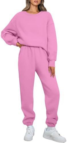 Damen nan Relaxed-Loungewear-Set mit Oversize Rundhals-Sweatshirt und taillierter High-Waist Jogginghose aus French Terry EB