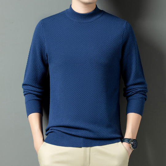 Herren Strukturierter Rollkragenpullover aus hochwertiger Baumwolle EB