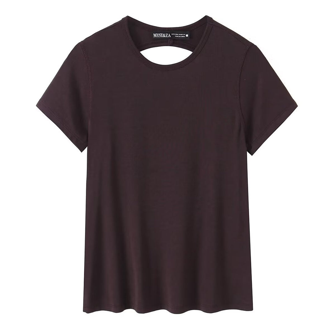 Damen Sportliches T-Shirt mit modischem Rückenausschnitt EB